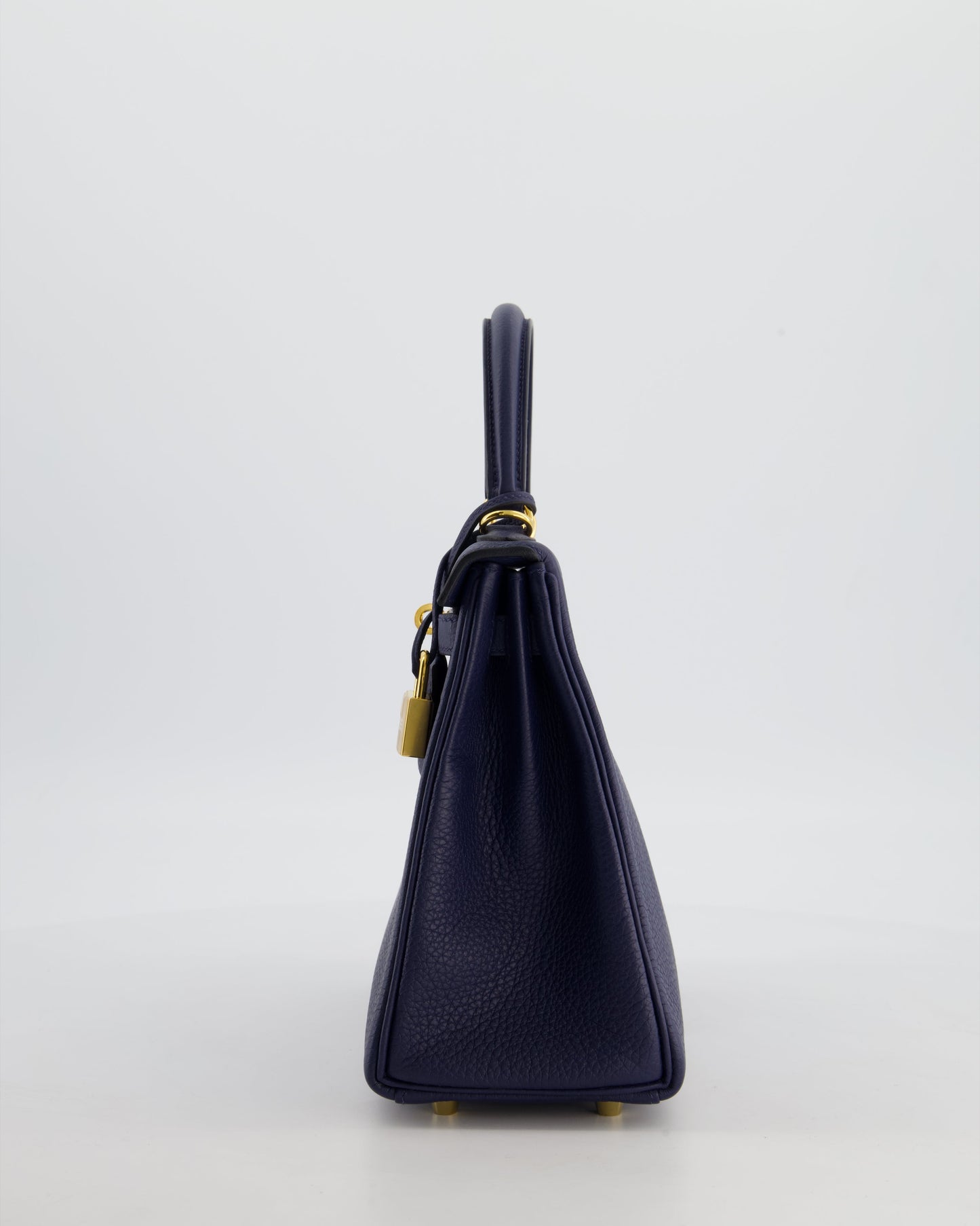 Hermes Kelly 25 Retourne Bag in Bleu Navy Togo Leather Bleu with Gold Hardware