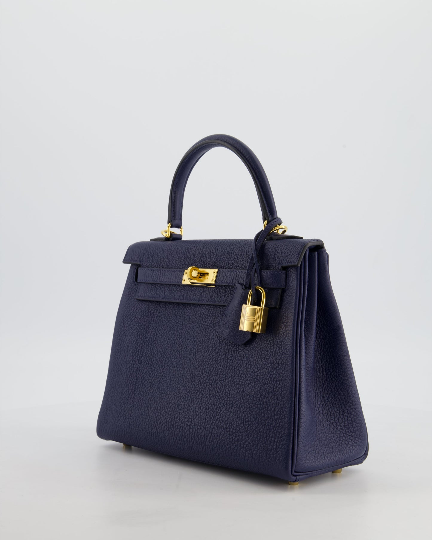 Hermes Kelly 25 Retourne Bag in Bleu Navy Togo Leather Bleu with Gold Hardware