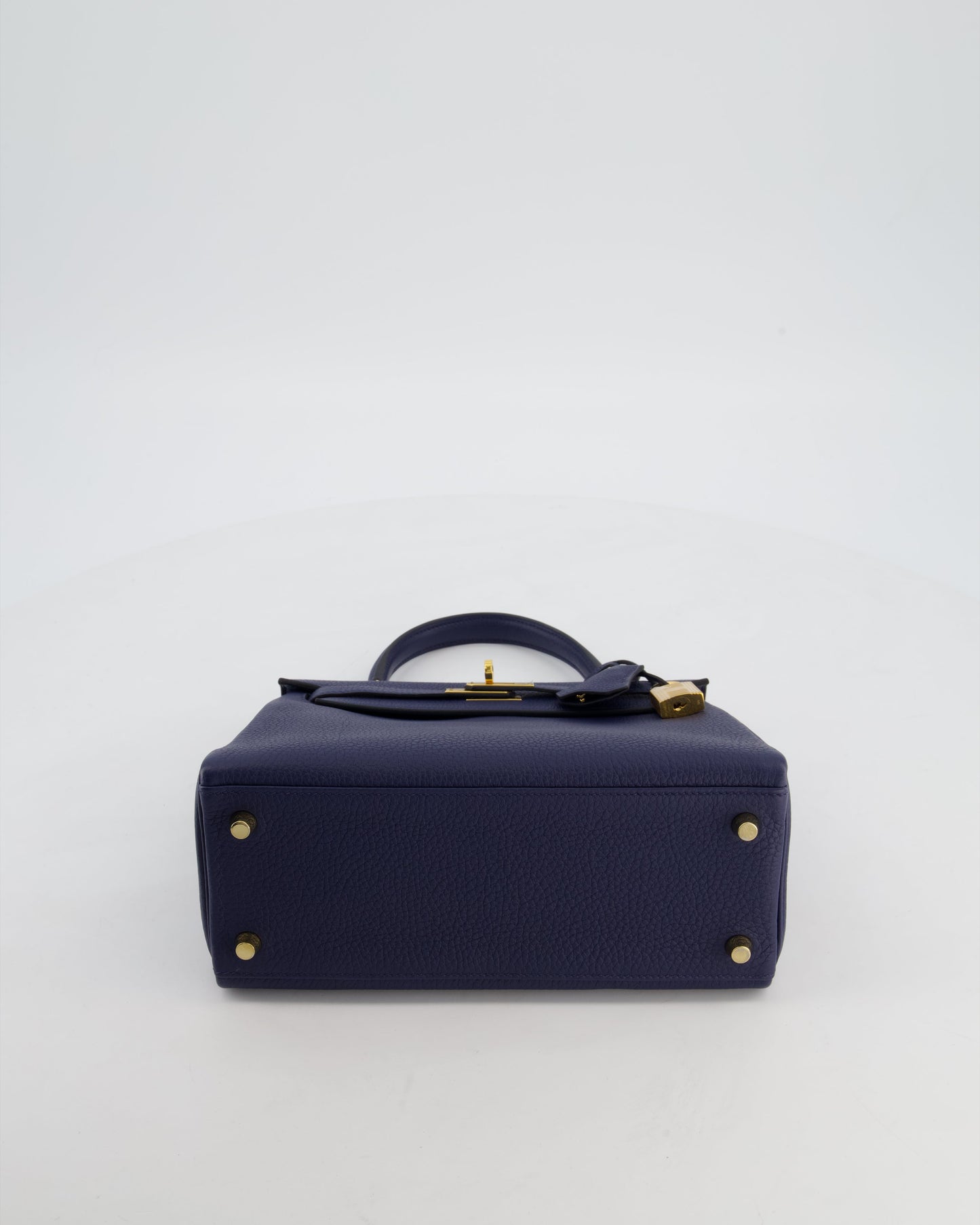 Hermes Kelly 25 Retourne Bag in Bleu Navy Togo Leather Bleu with Gold Hardware