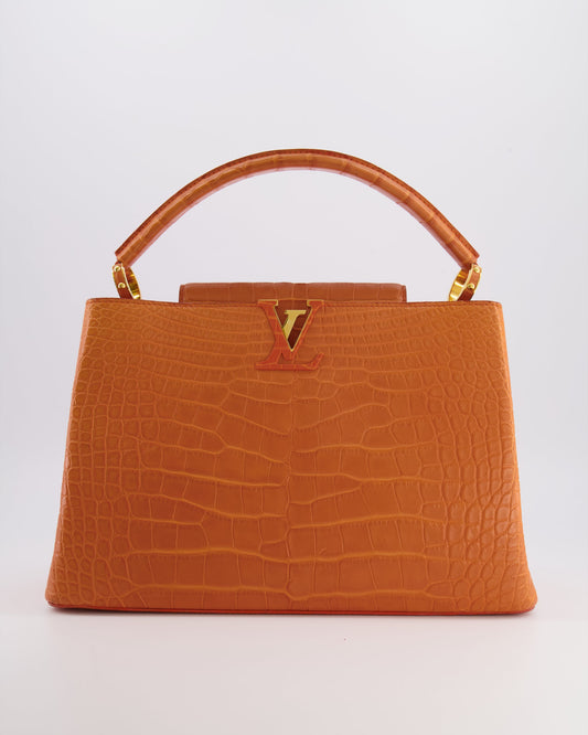 *RARE* Louis Vuitton Mandarine Orange Capucines Large Bag in Crocodile Niloticus Leather with Gold Hardware