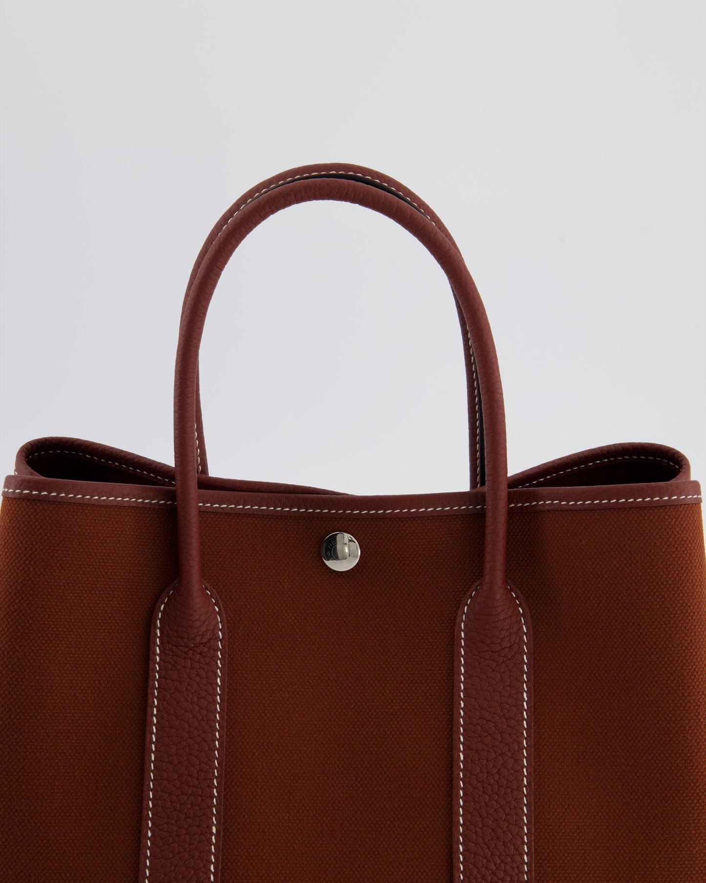 Hermes Garden Party 30 Bag in Rouge H Canvas and Negonda Leather with Palladium Hardware