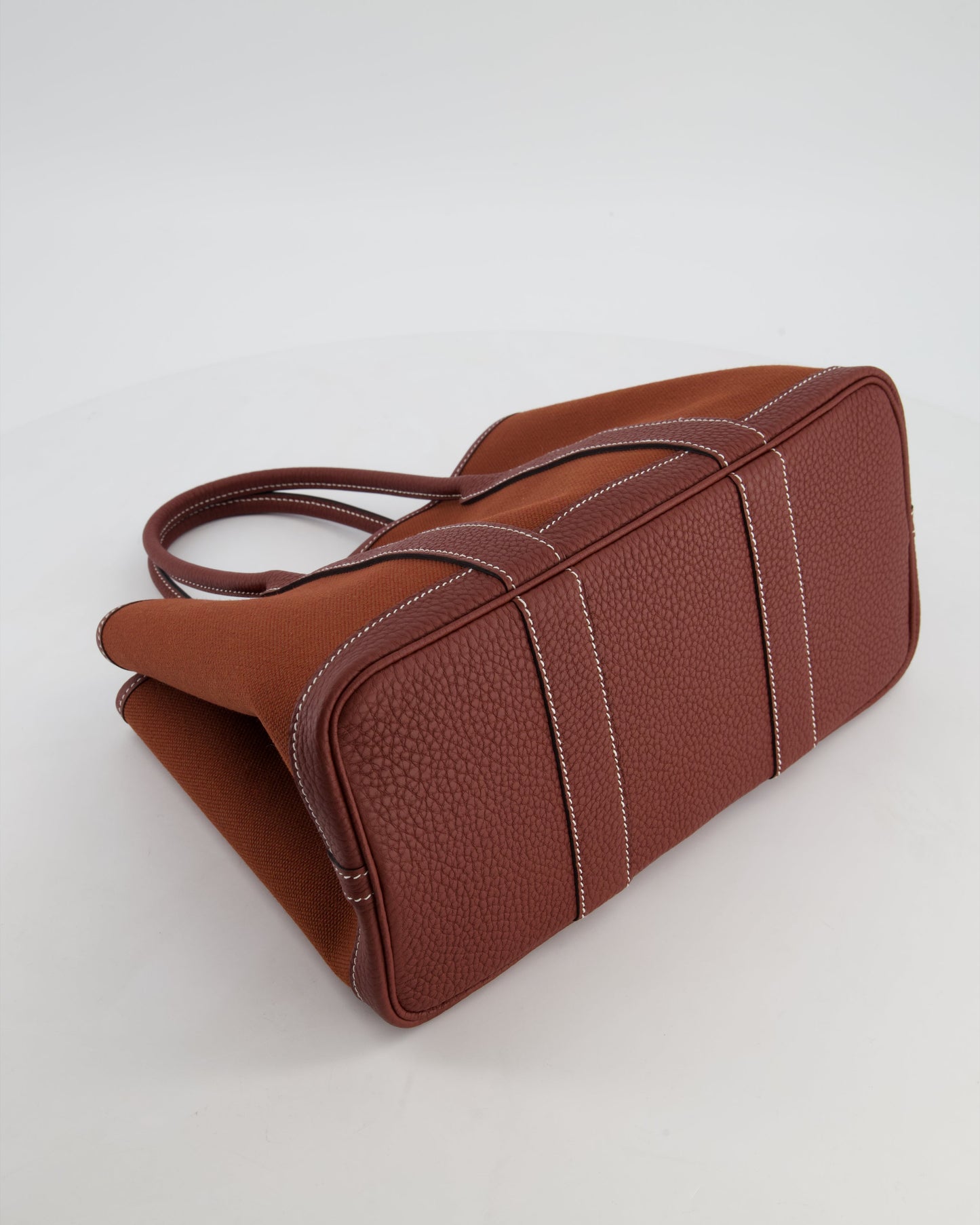Hermes Garden Party 30 Bag in Rouge H Canvas and Negonda Leather with Palladium Hardware