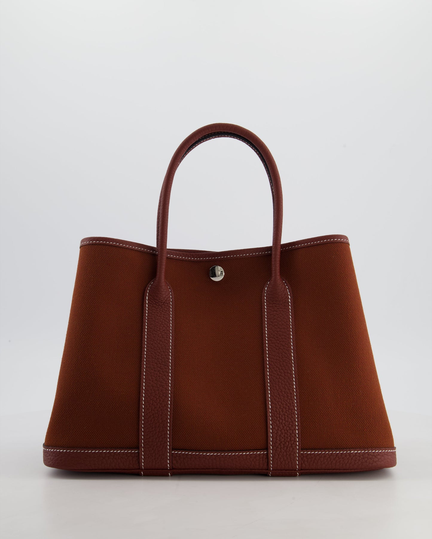 Hermes Garden Party 30 Bag in Rouge H Canvas and Negonda Leather with Palladium Hardware