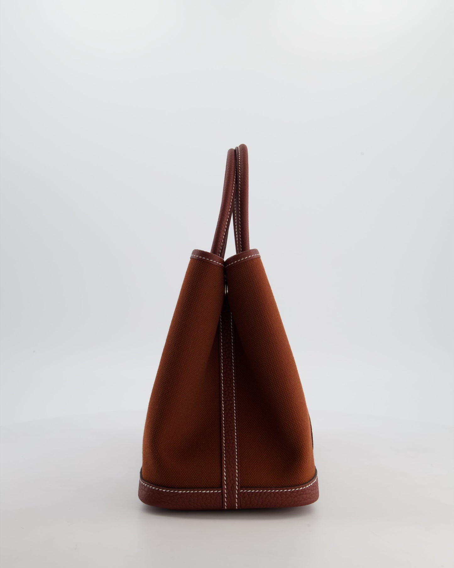 Hermes Garden Party 30 Bag in Rouge H Canvas and Negonda Leather with Palladium Hardware