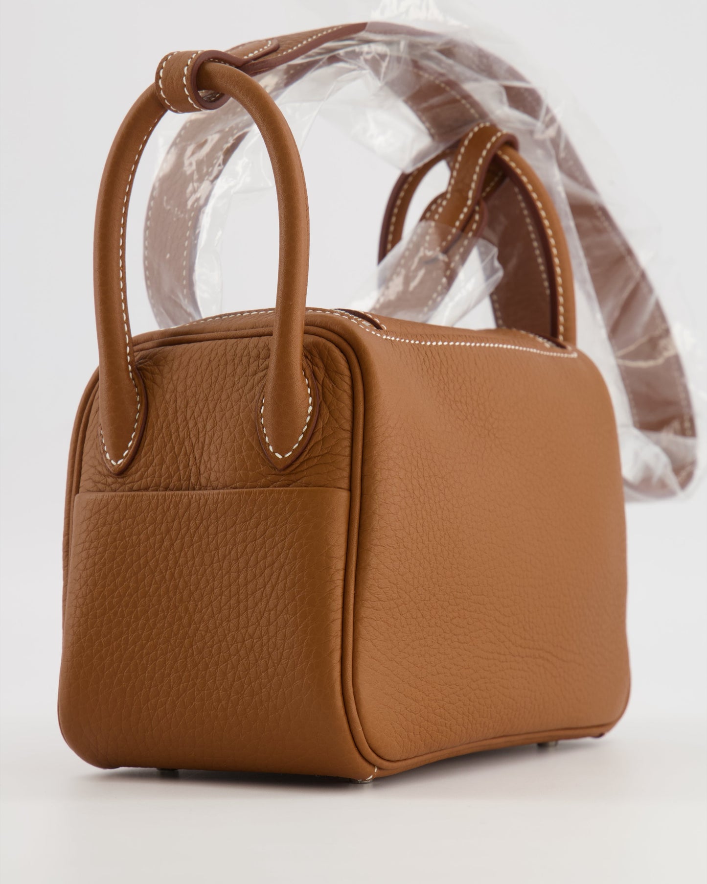 Hermes Mini Lindy Bag in Gold Taurillon Clemence Leather with Palladium Hardware