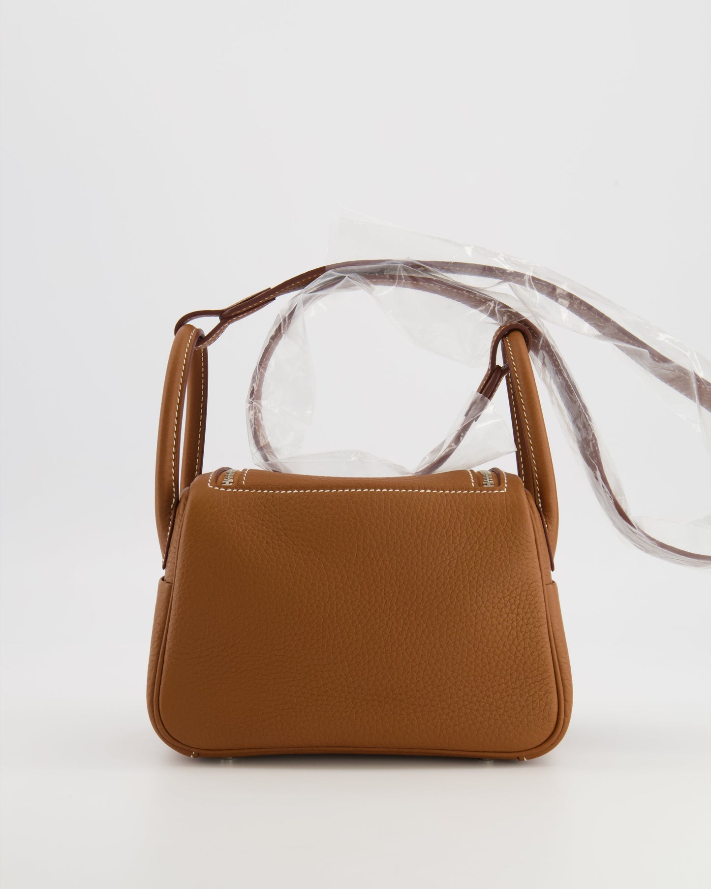 Hermes Mini Lindy Bag in Gold Taurillon Clemence Leather with Palladium Hardware