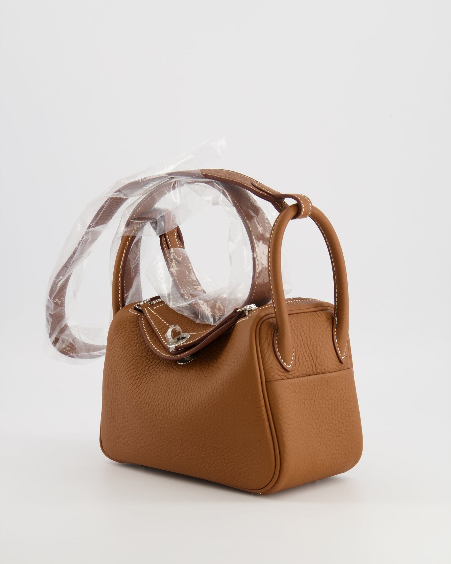 Hermes Mini Lindy Bag in Gold Taurillon Clemence Leather with Palladium Hardware