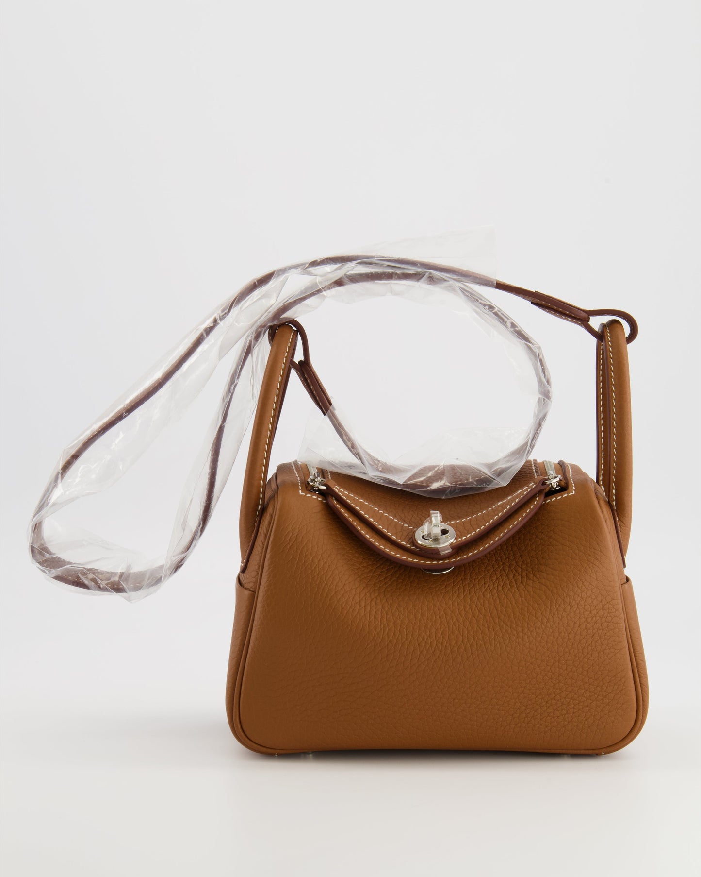 Hermes Mini Lindy Bag in Gold Taurillon Clemence Leather with Palladium Hardware