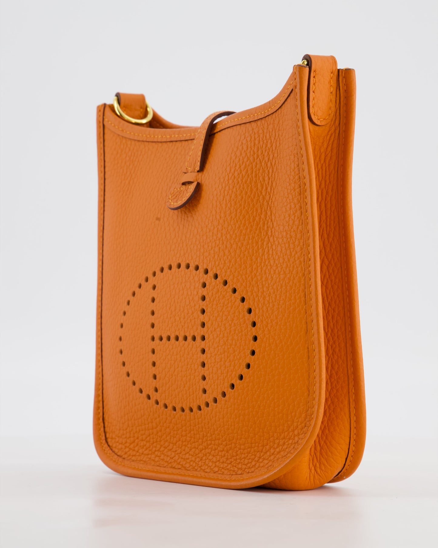 Hermes Mini Evelyne Bag in Orange Clemence Leather with Gold Hardware