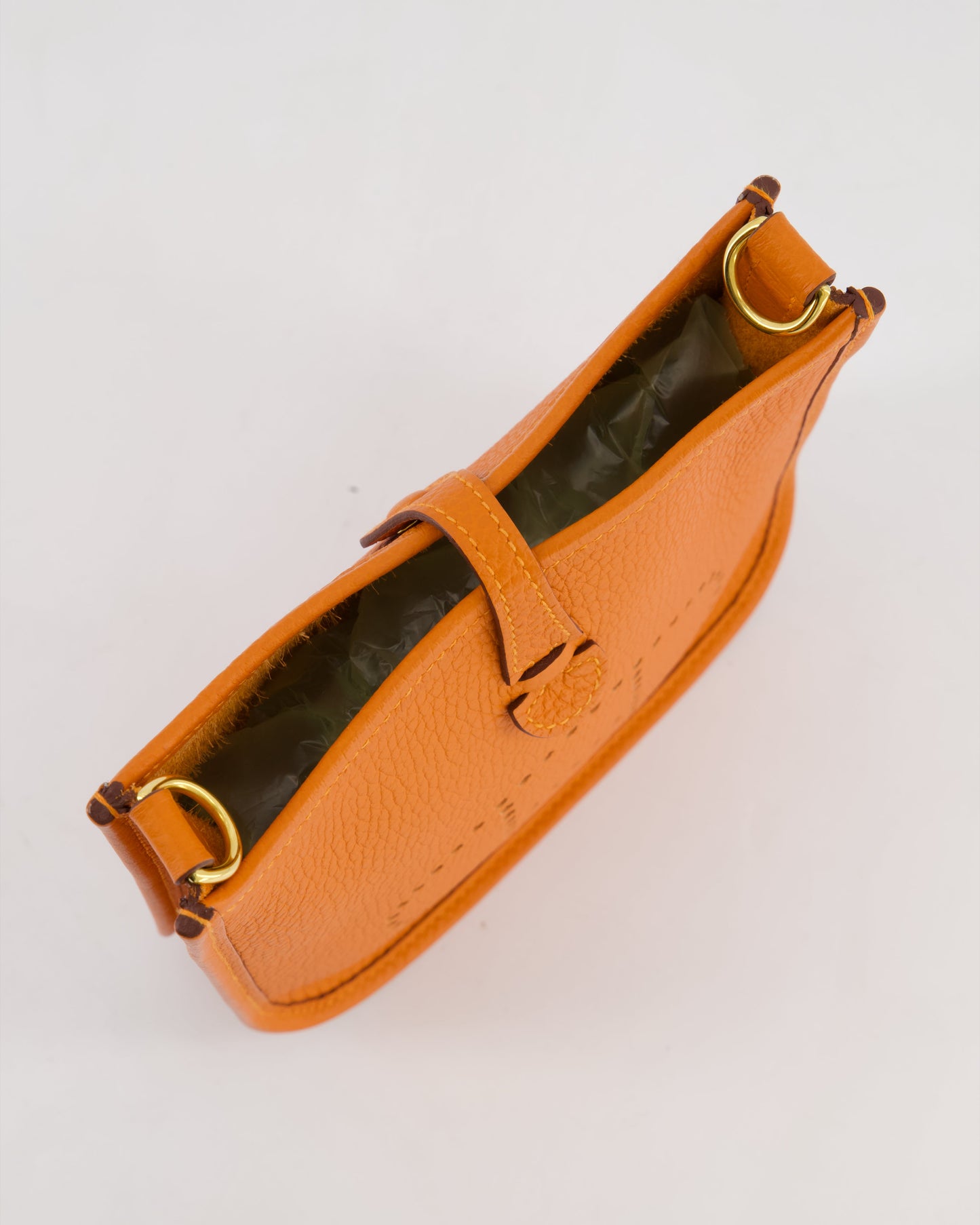 Hermes Mini Evelyne Bag in Orange Clemence Leather with Gold Hardware