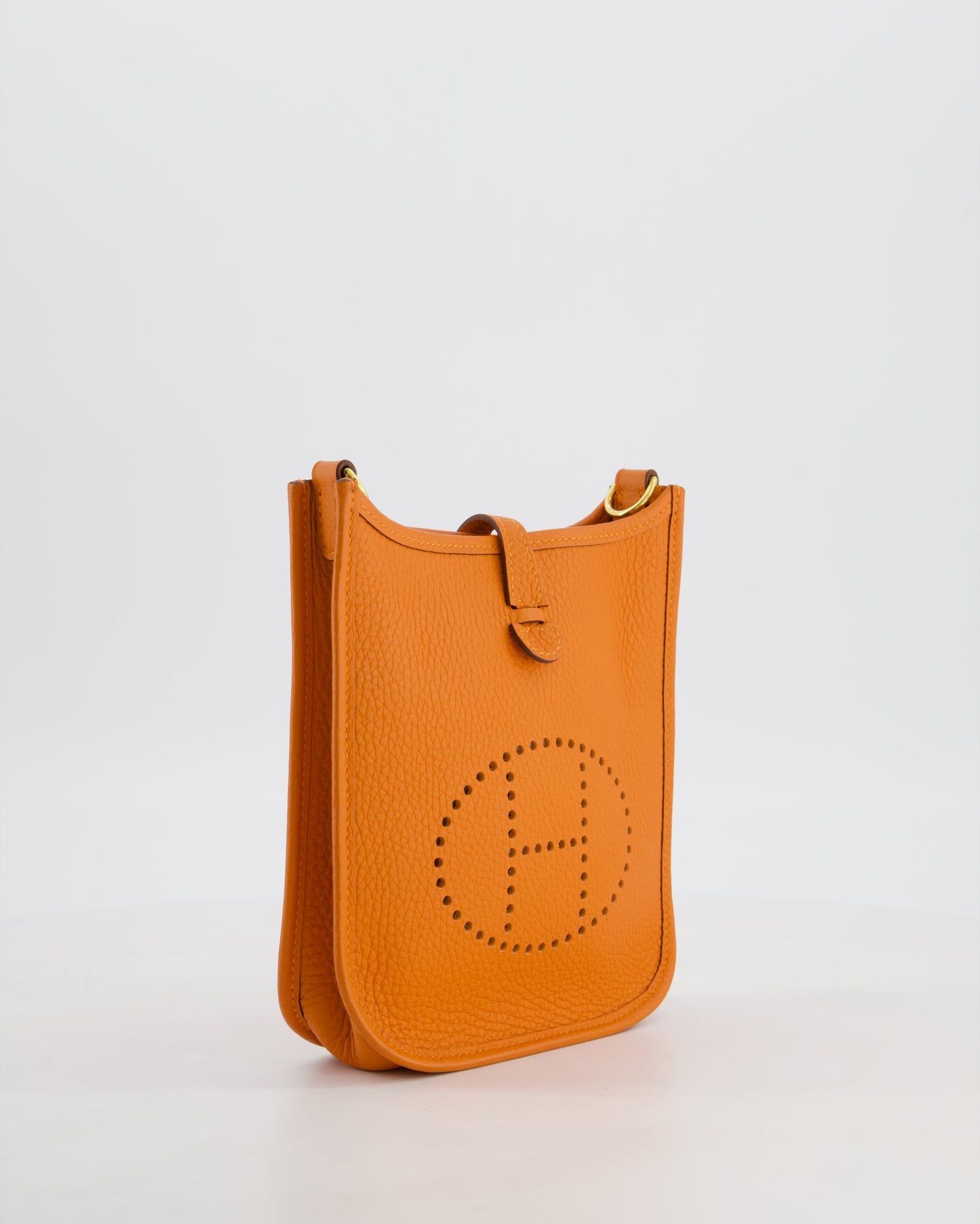 Hermes Mini Evelyne Bag in Orange Clemence Leather with Gold Hardware