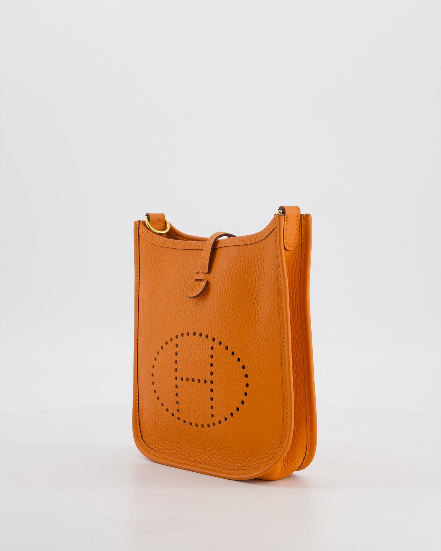 Hermes Mini Evelyne Bag in Orange Clemence Leather with Gold Hardware