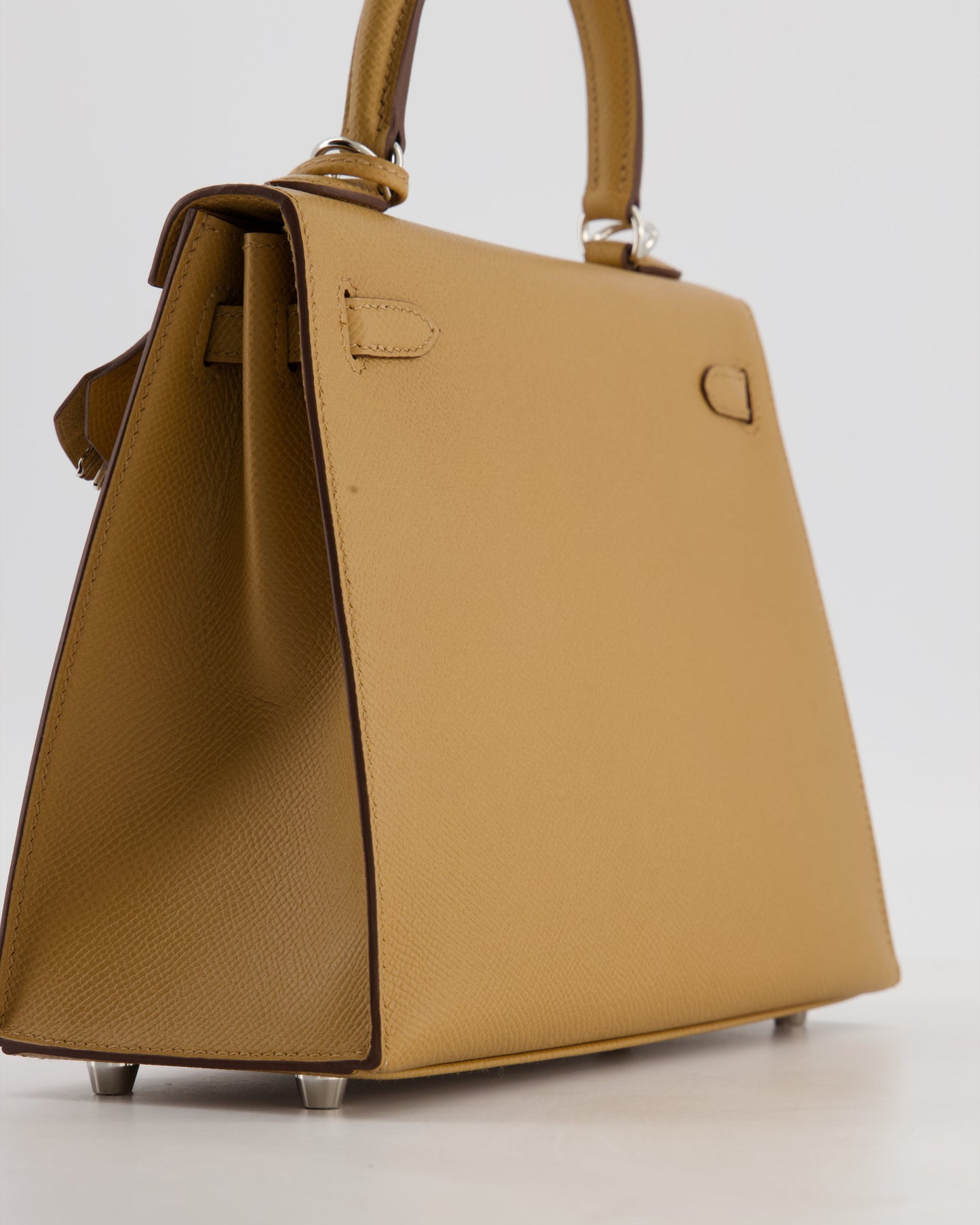Hermes Kelly 25 Sellier Bag in Biscuit Epsom Leather with Palladium Hardware