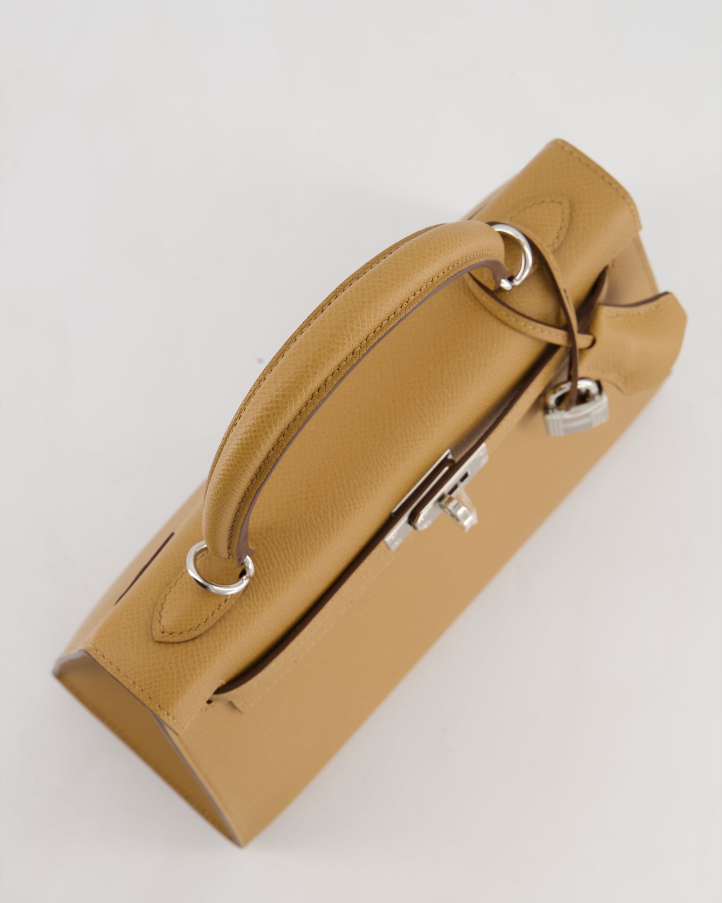 Hermes Kelly 25 Sellier Bag in Biscuit Epsom Leather with Palladium Hardware