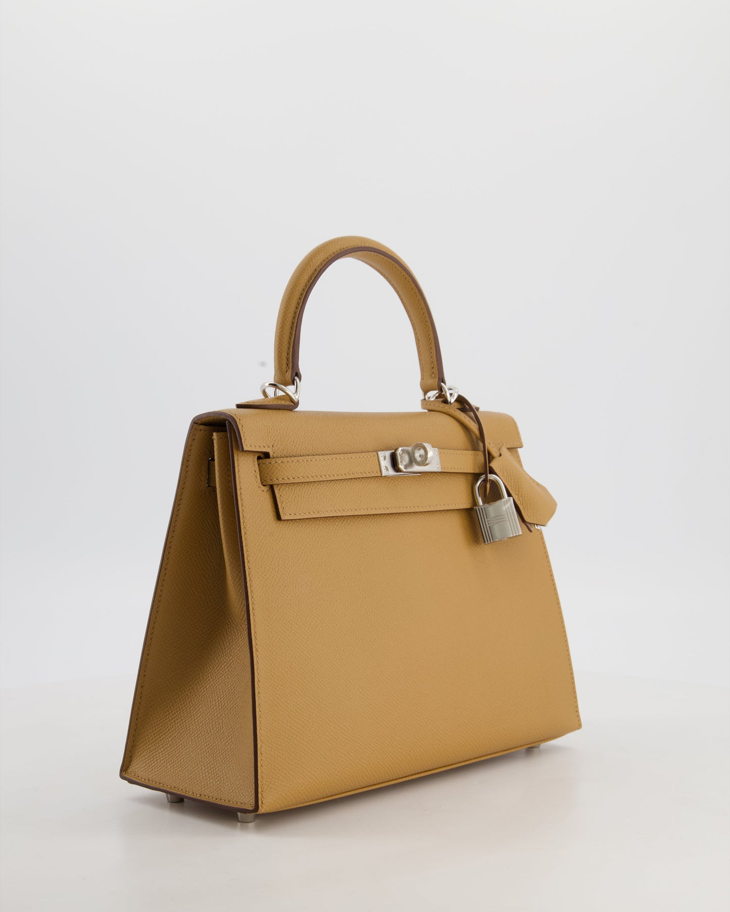 Hermes Kelly 25 Sellier Bag in Biscuit Epsom Leather with Palladium Hardware