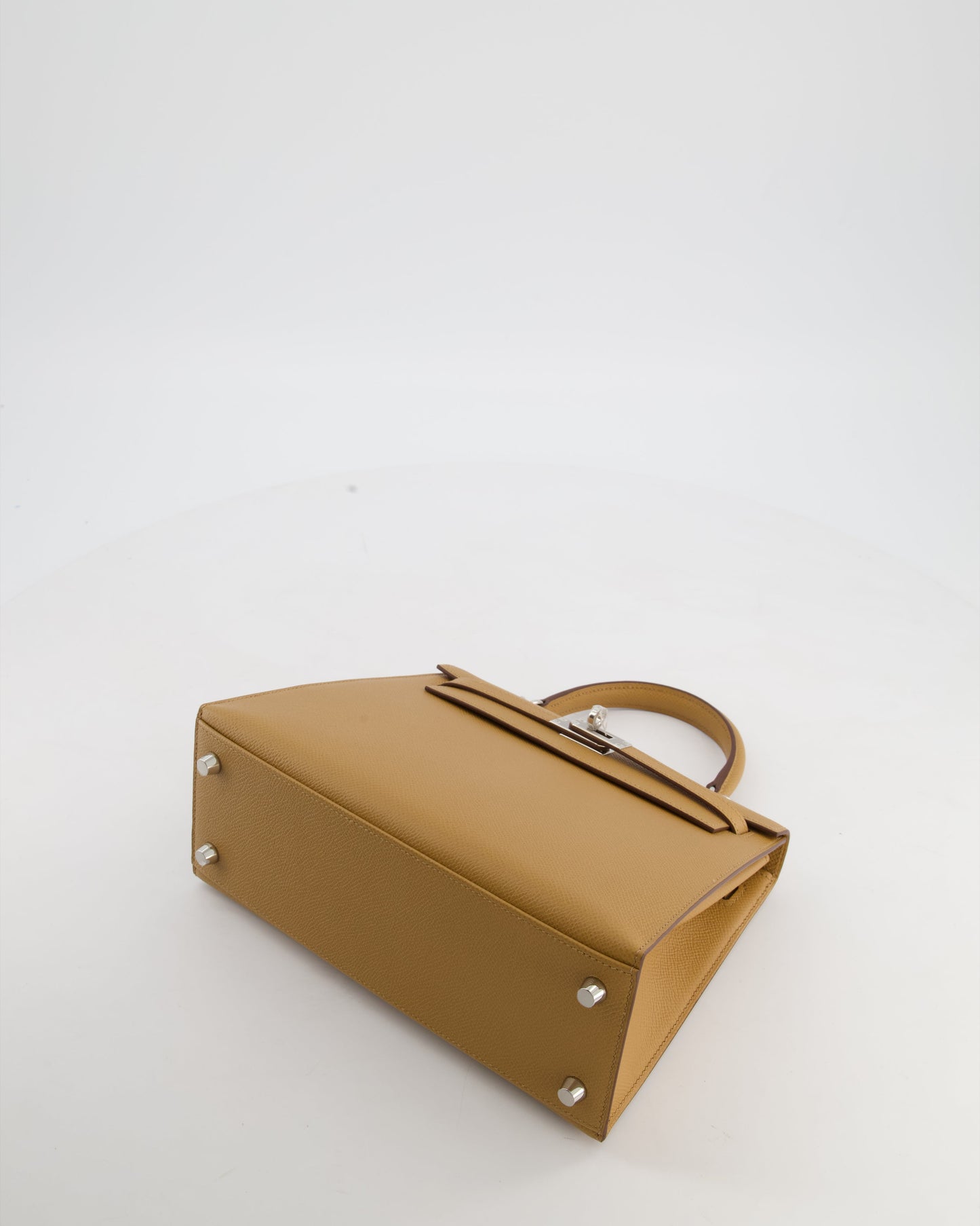 Hermes Kelly 25 Sellier Bag in Biscuit Epsom Leather with Palladium Hardware