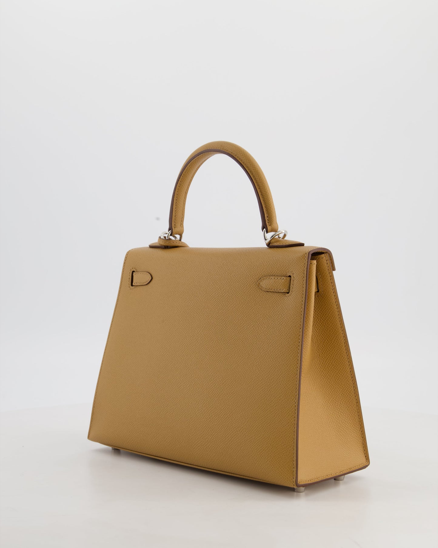 Hermes Kelly 25 Sellier Bag in Biscuit Epsom Leather with Palladium Hardware