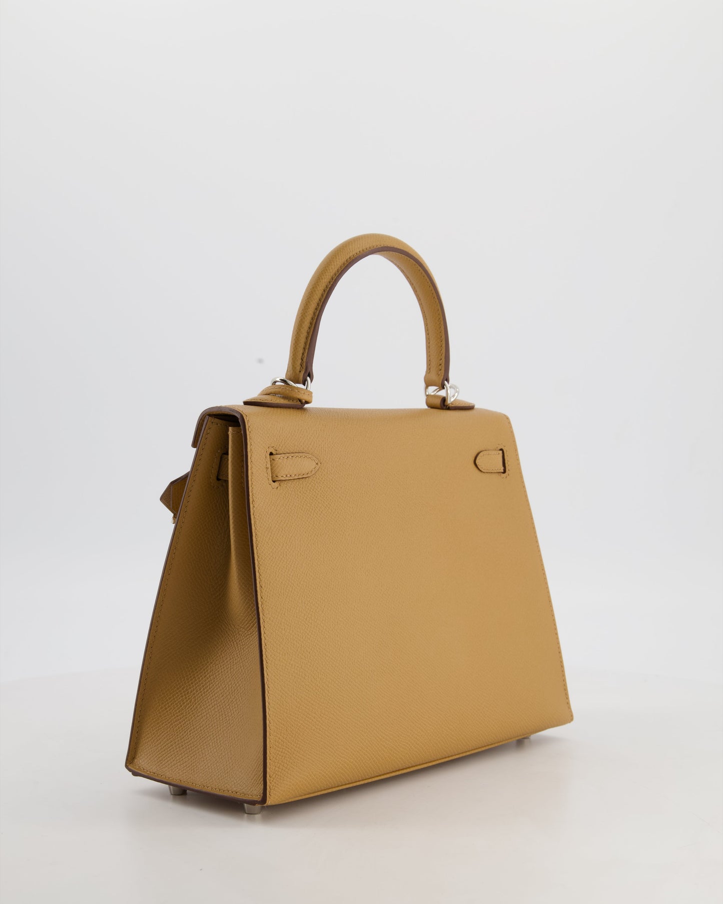 Hermes Kelly 25 Sellier Bag in Biscuit Epsom Leather with Palladium Hardware