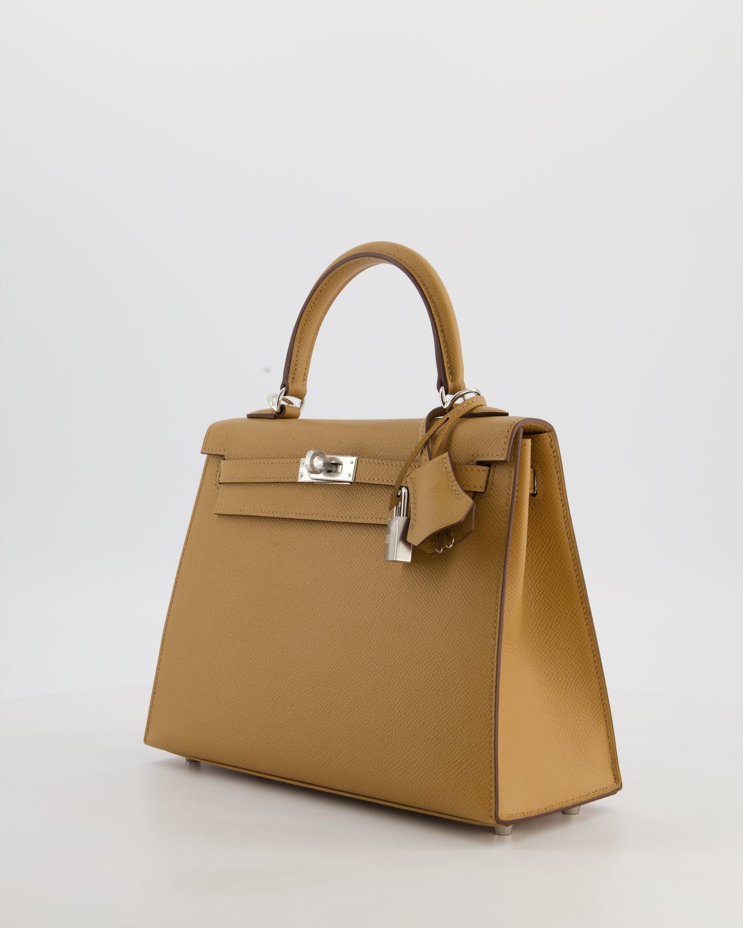 Hermes Kelly 25 Sellier Bag in Biscuit Epsom Leather with Palladium Hardware