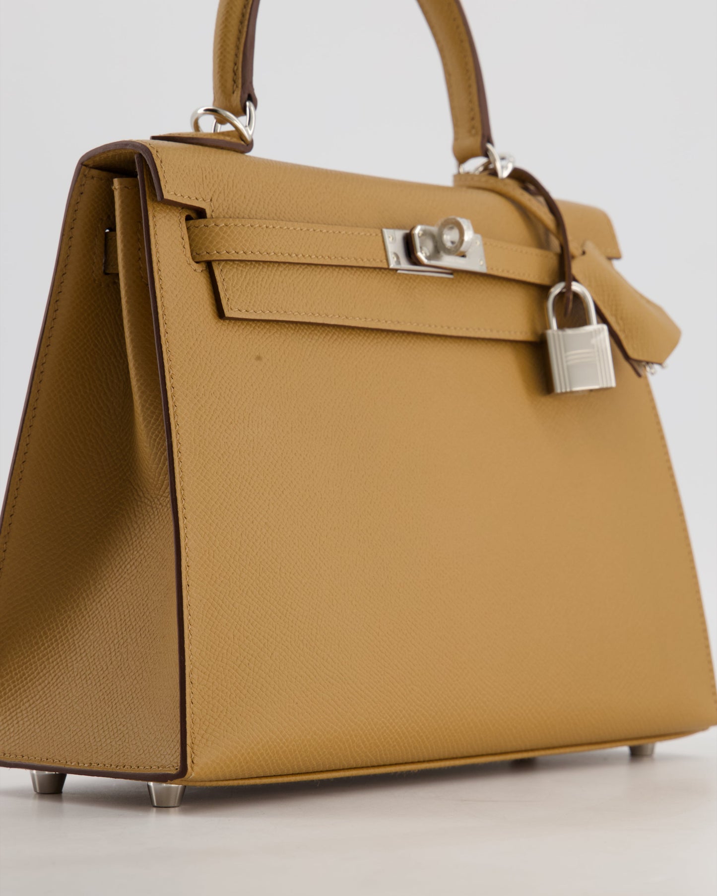 Hermes Kelly 25 Sellier Bag in Biscuit Epsom Leather with Palladium Hardware