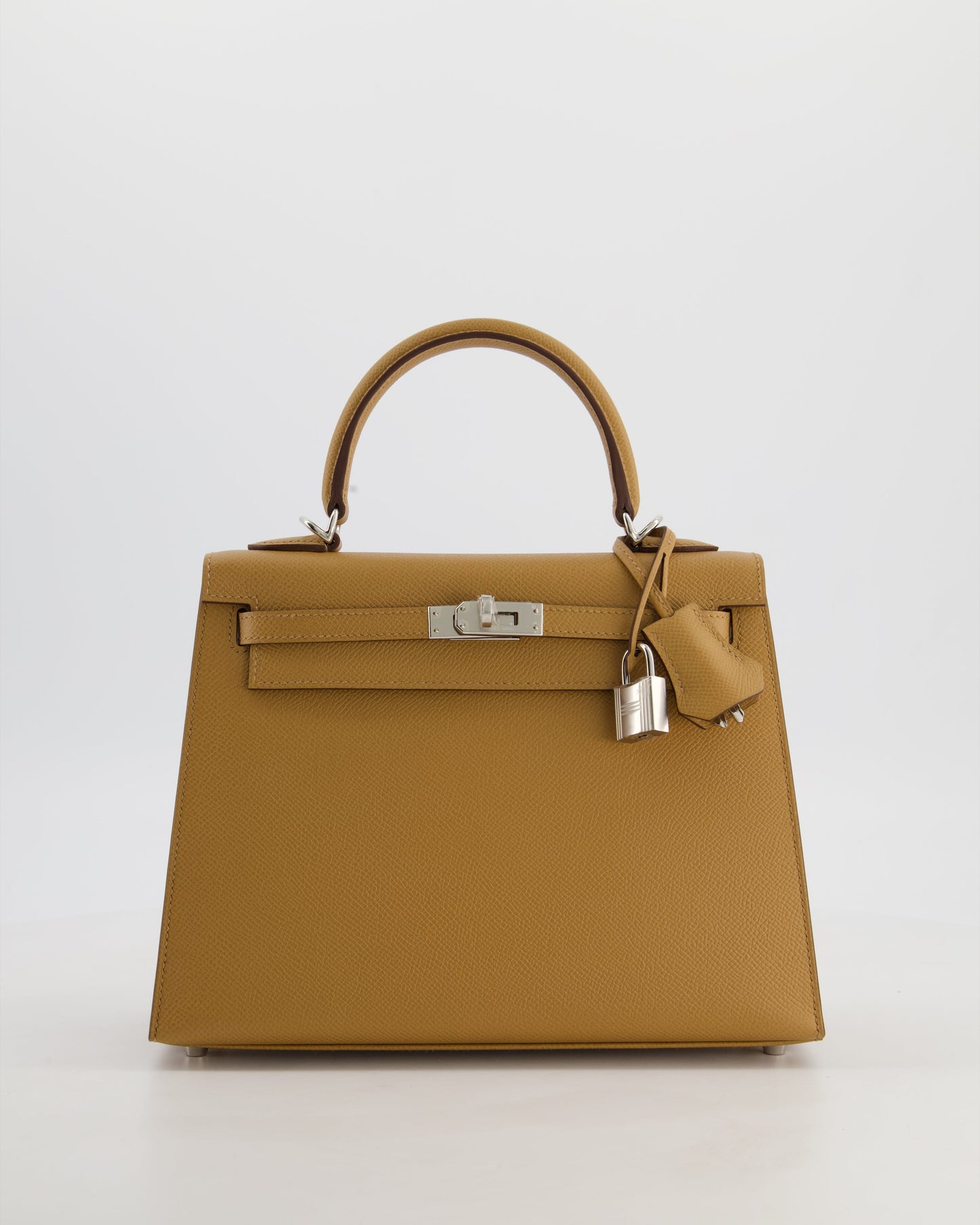 Hermes Kelly 25 Sellier Bag in Biscuit Epsom Leather with Palladium Hardware