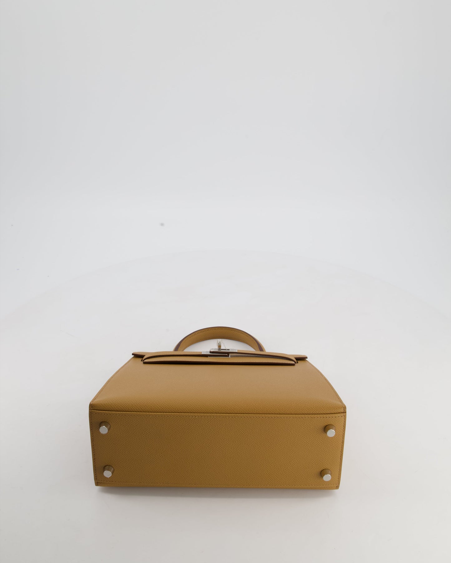 Hermes Kelly 25 Sellier Bag in Biscuit Epsom Leather with Palladium Hardware