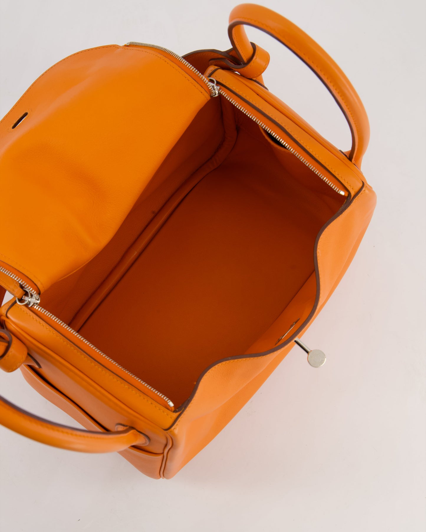 Hermes Lindy 26 Bag in Orange H Swift Leather with Palladium Hardware