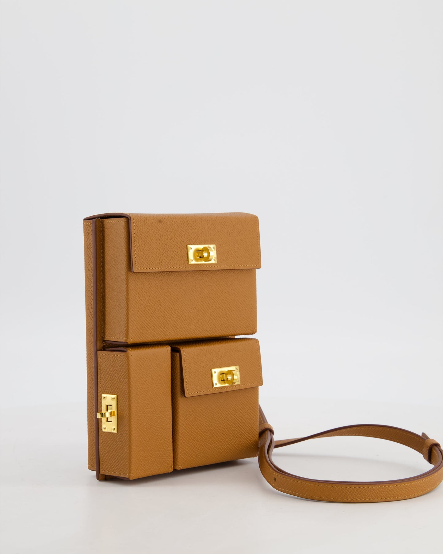 Hermes Kelly Multipocket To Go Pouch in Gold Epsom Leather with Gold Hardware