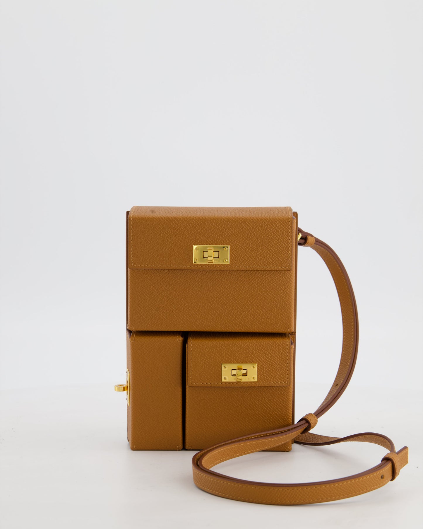 Hermes Kelly Multipocket To Go Pouch in Gold Epsom Leather with Gold Hardware