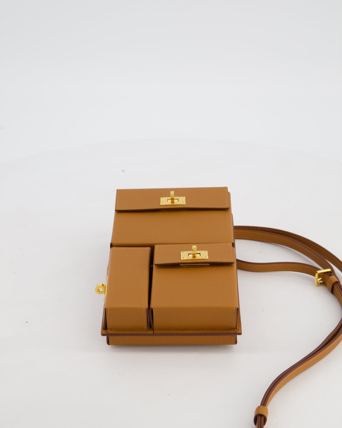 Hermes Kelly Multipocket To Go Pouch in Gold Epsom Leather with Gold Hardware
