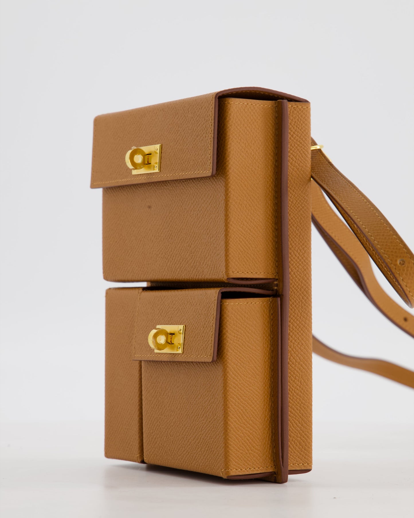 Hermes Kelly Multipocket To Go Pouch in Gold Epsom Leather with Gold Hardware