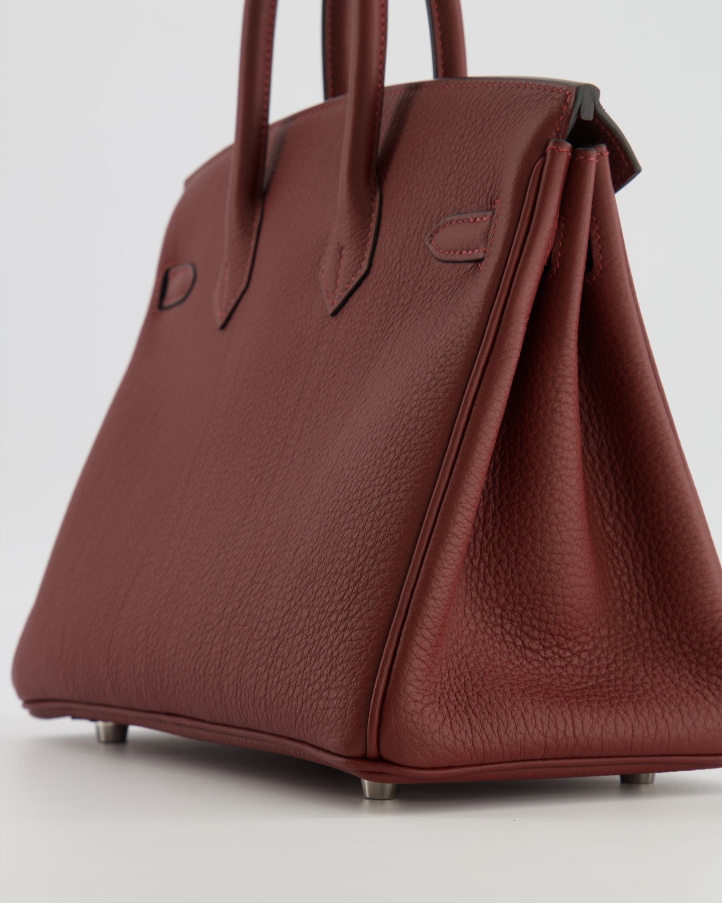 Hermes Birkin 25 Retourne Bag in Rouge H Veau Togo Leather with Palladium Hardware