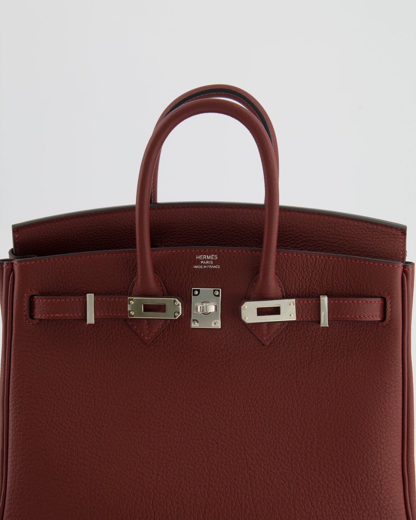 Hermes Birkin 25 Retourne Bag in Rouge H Veau Togo Leather with Palladium Hardware