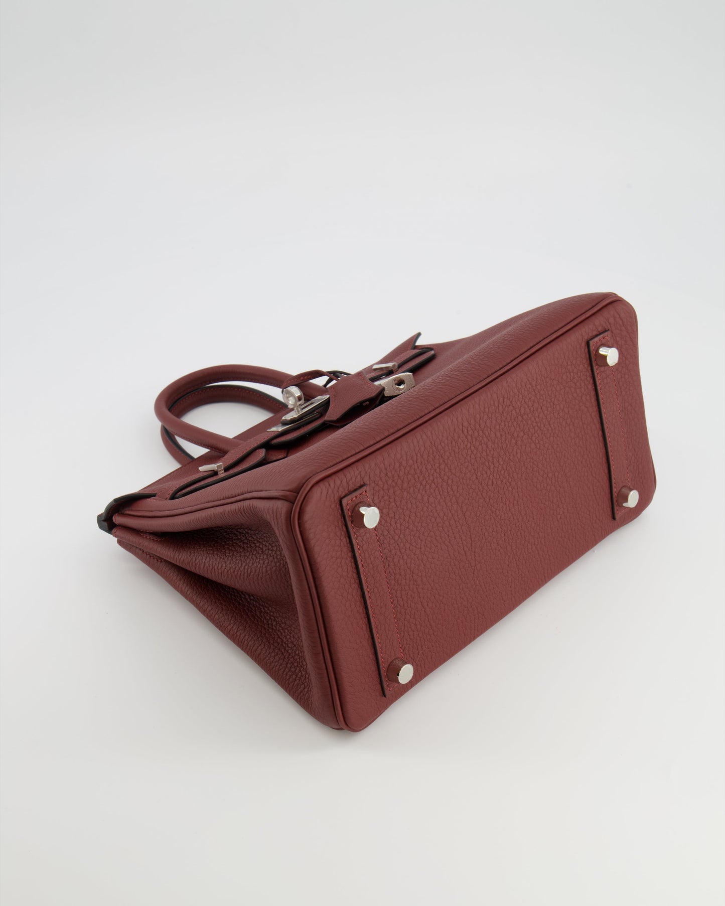 Hermes Birkin 25 Retourne Bag in Rouge H Veau Togo Leather with Palladium Hardware