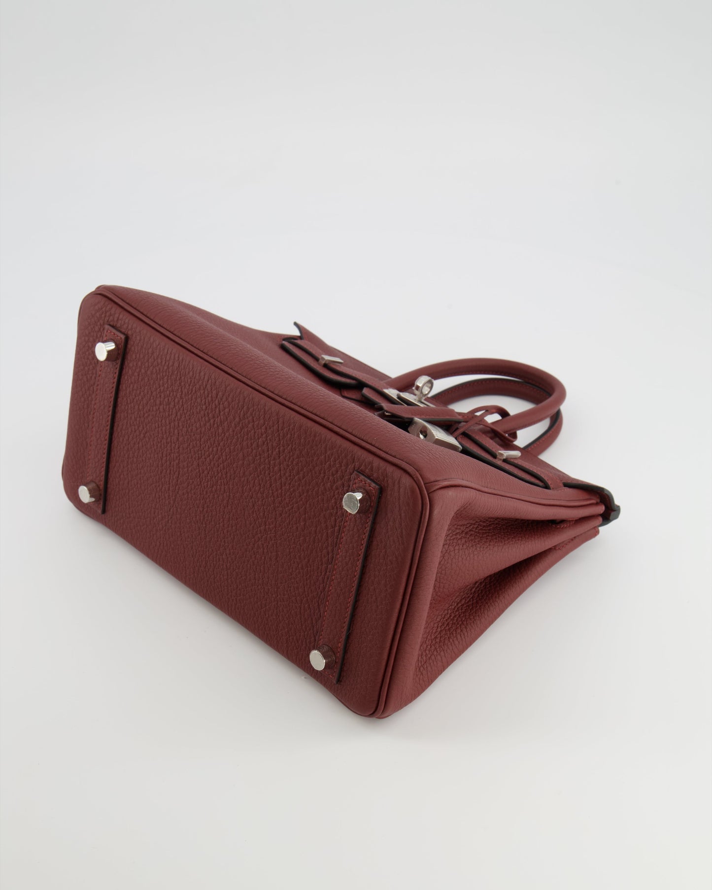 Hermes Birkin 25 Retourne Bag in Rouge H Veau Togo Leather with Palladium Hardware