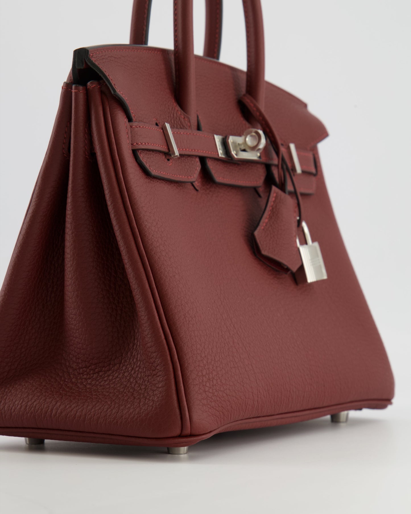 Hermes Birkin 25 Retourne Bag in Rouge H Veau Togo Leather with Palladium Hardware