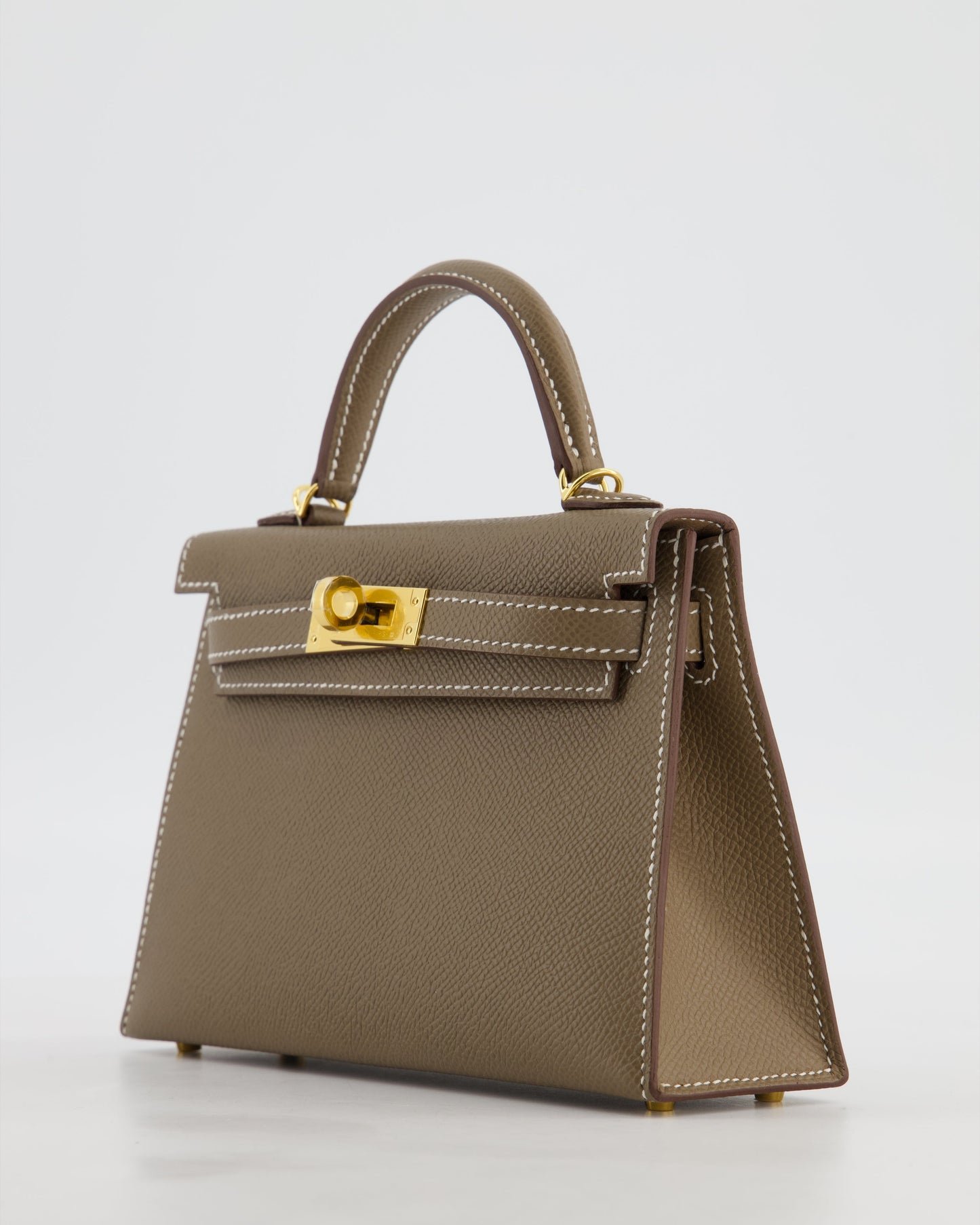 *HOT* Hermes Mini Kelly II 20 Bag in Etoupe Epsom Leather with Gold Hardware