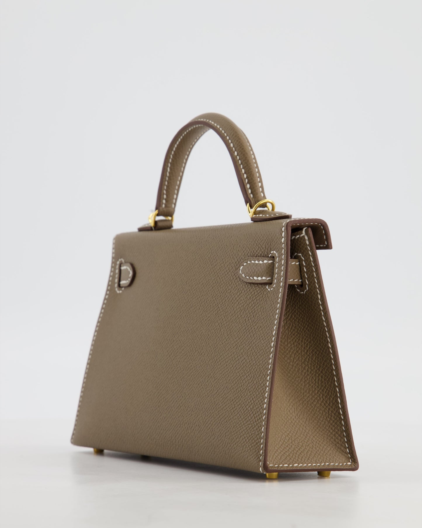 *HOT* Hermes Mini Kelly II 20 Bag in Etoupe Epsom Leather with Gold Hardware