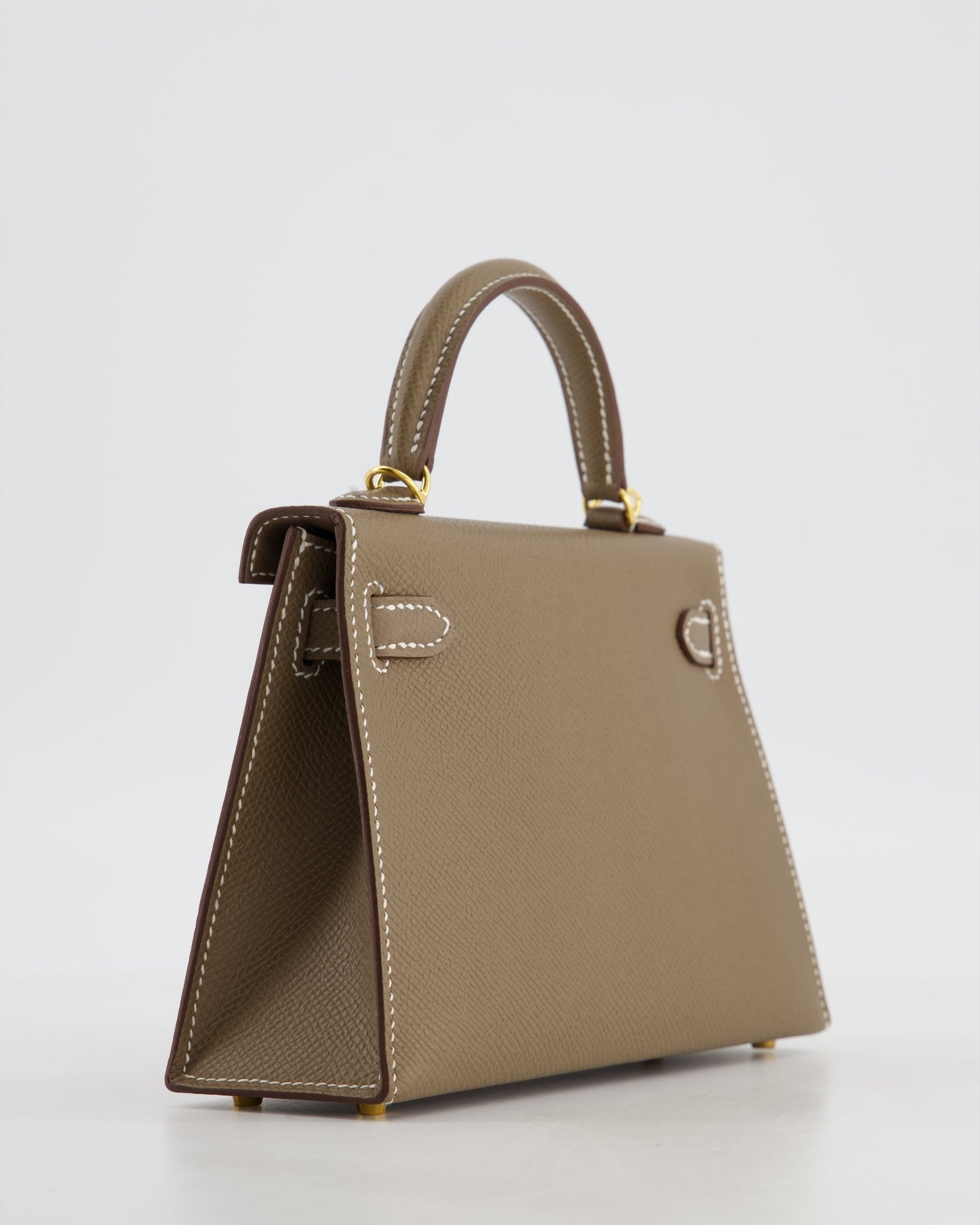 *HOT* Hermes Mini Kelly II 20 Bag in Etoupe Epsom Leather with Gold Hardware