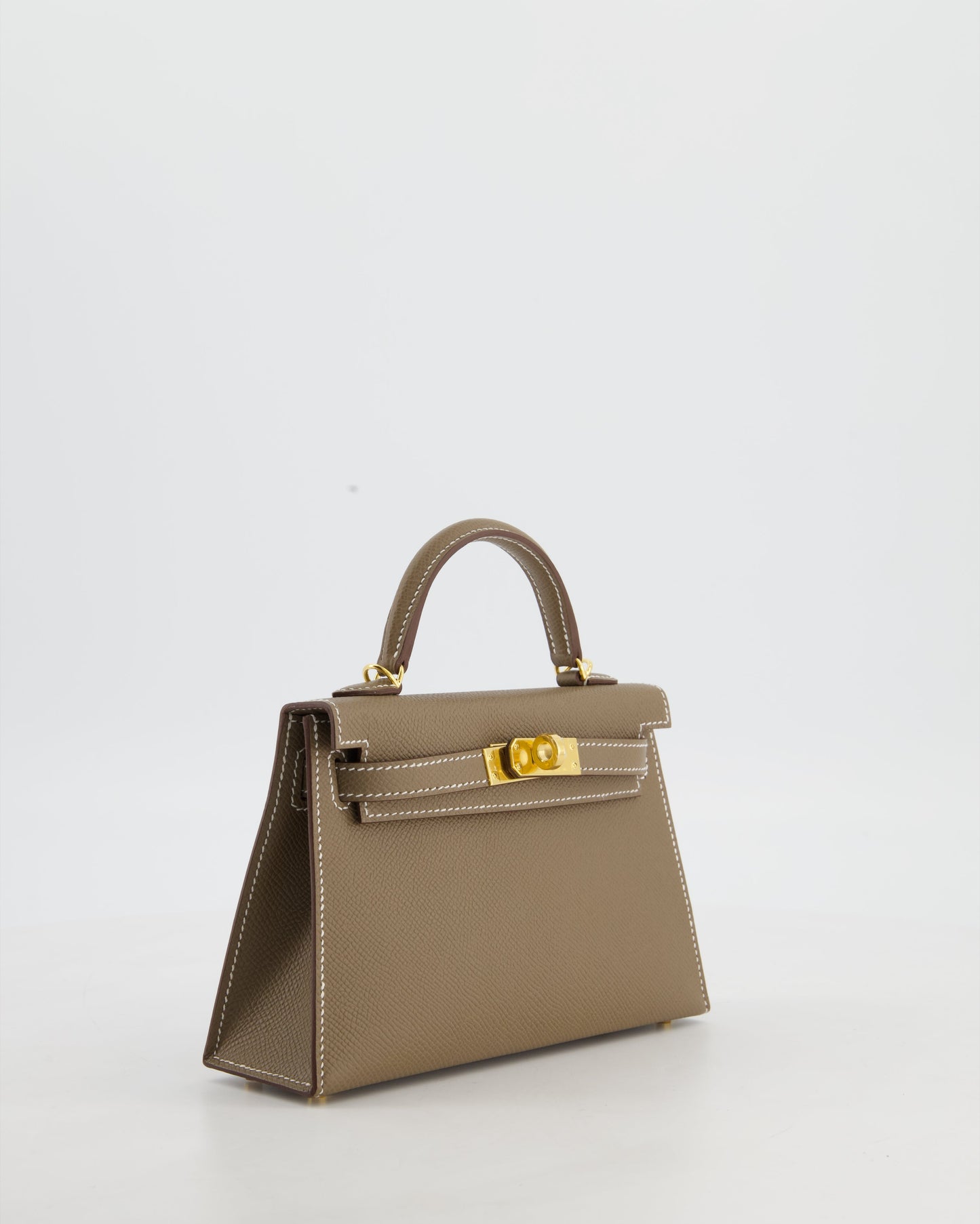 *HOT* Hermes Mini Kelly II 20 Bag in Etoupe Epsom Leather with Gold Hardware