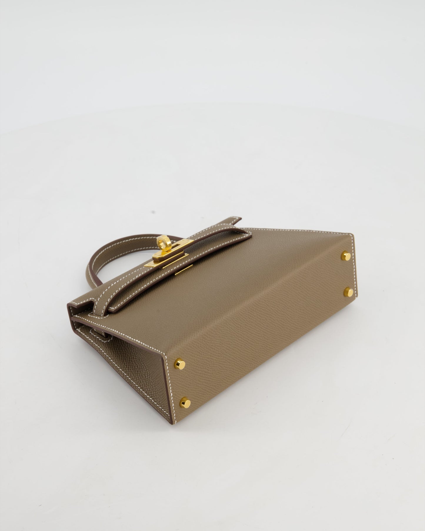 *HOT* Hermes Mini Kelly II 20 Bag in Etoupe Epsom Leather with Gold Hardware