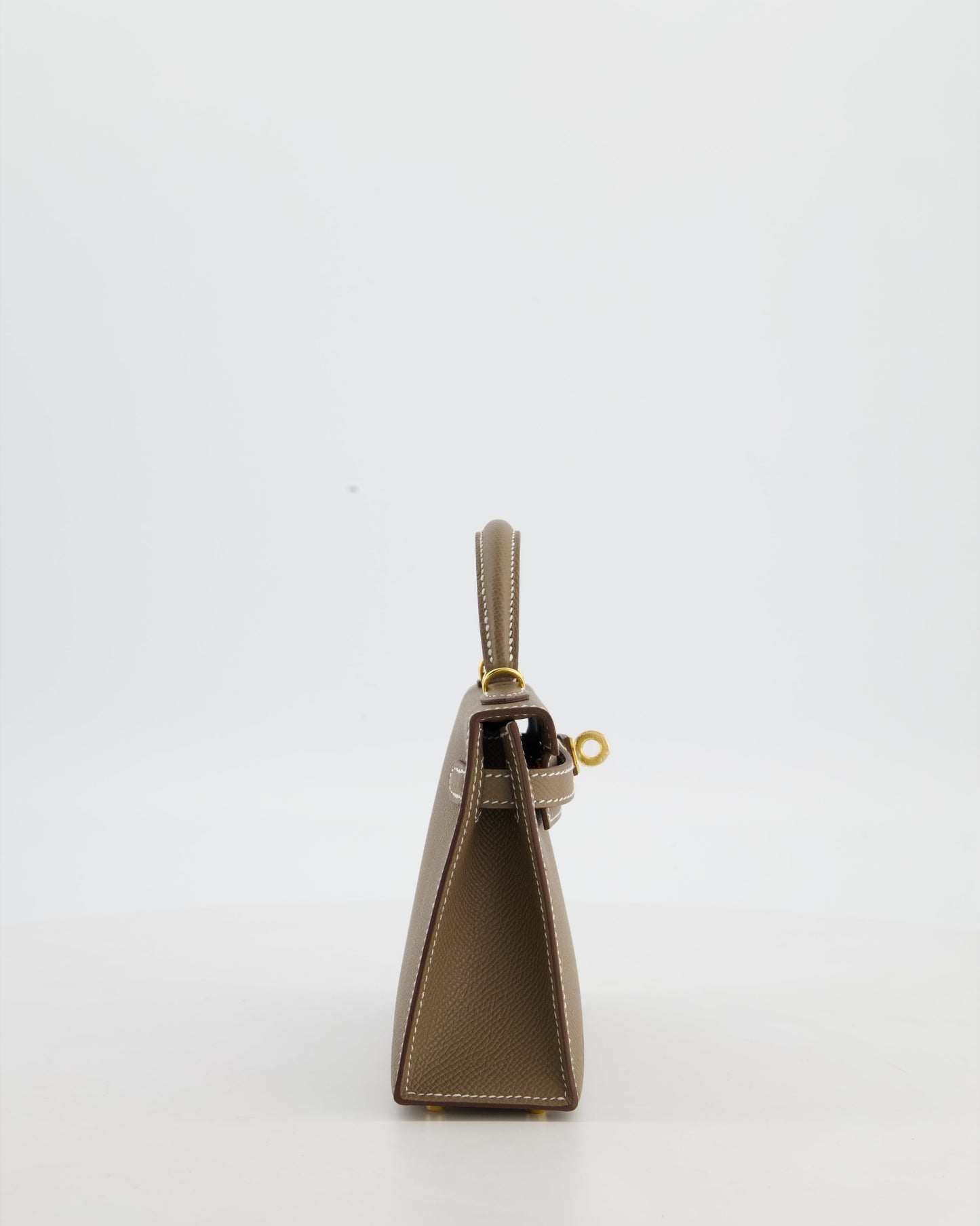 *HOT* Hermes Mini Kelly II 20 Bag in Etoupe Epsom Leather with Gold Hardware