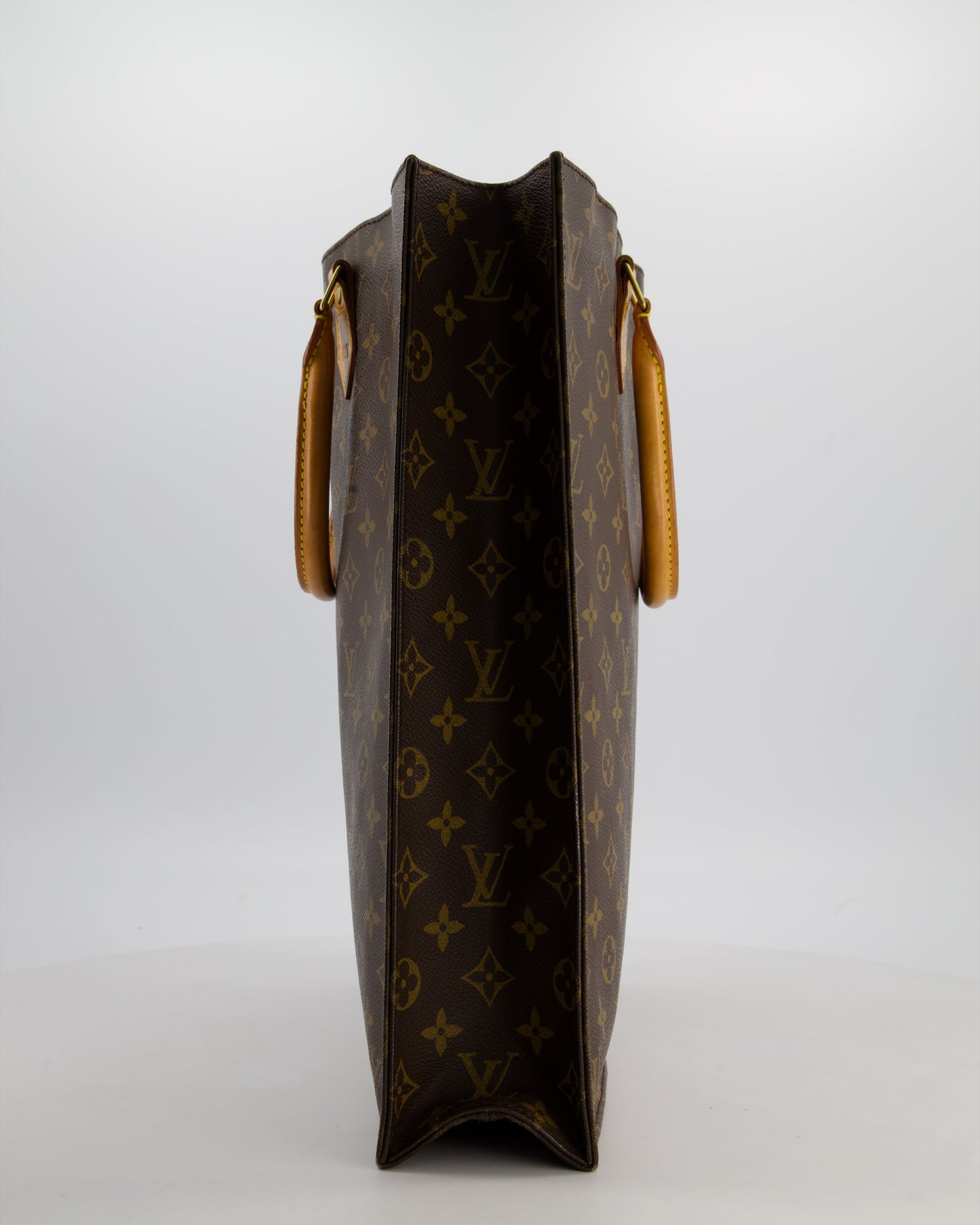 Louis Vuitton Brown Monogram Sac Plat Tote Bag with Gold Hardware