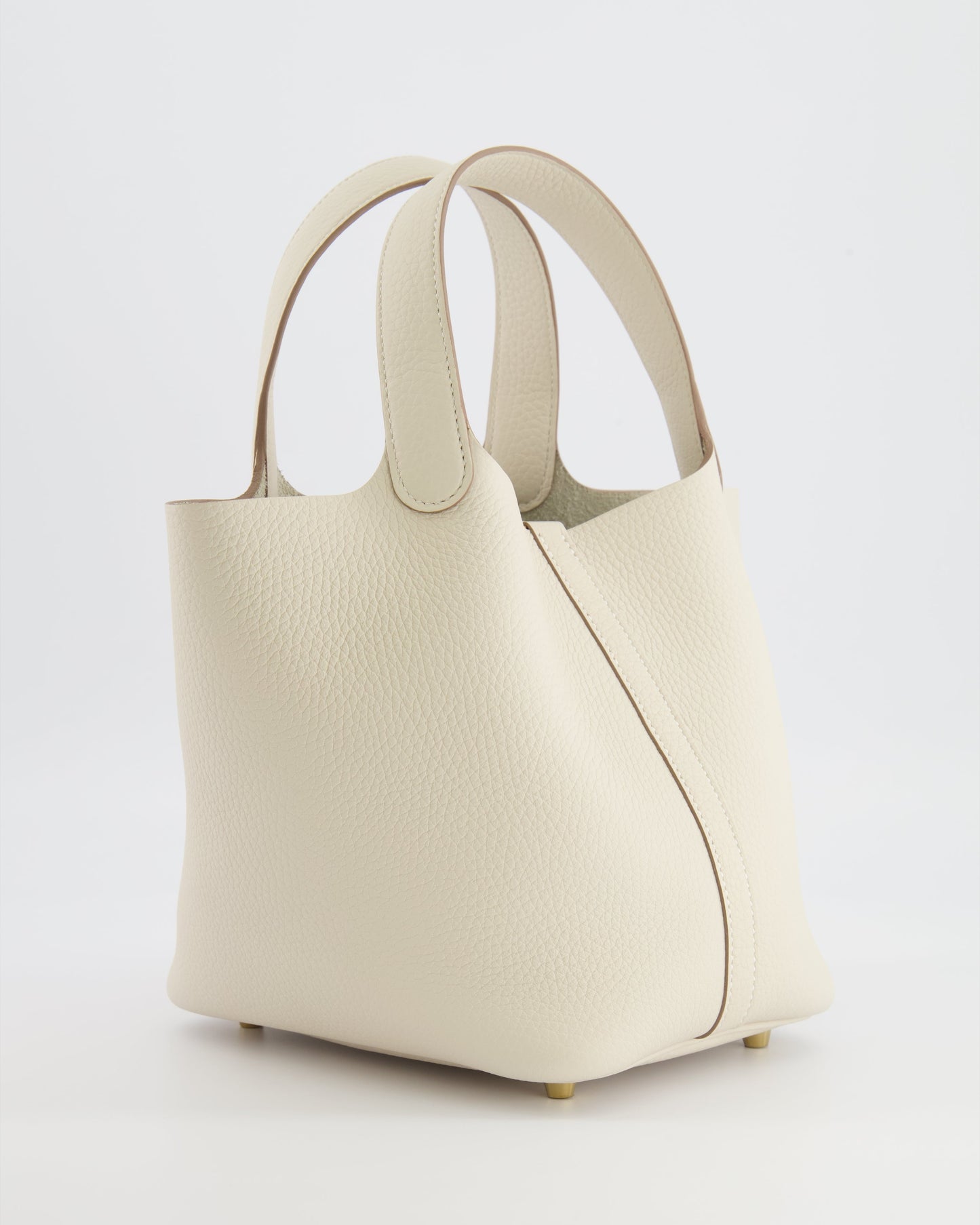 *RARE* Hermes Picotin Lock 18 Bag in Craie Clemence Leather with Gold Hardware