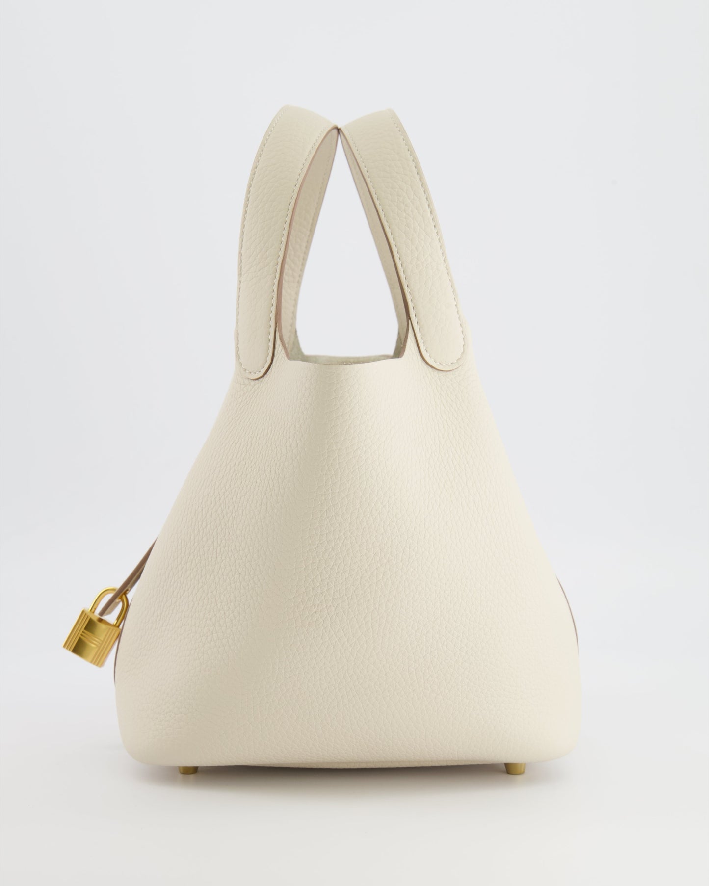 *RARE* Hermes Picotin Lock 18 Bag in Craie Clemence Leather with Gold Hardware
