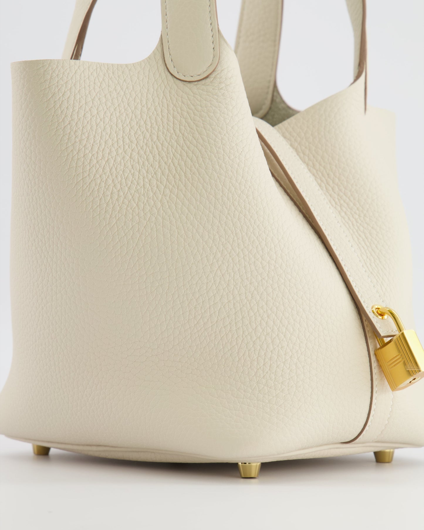 *RARE* Hermes Picotin Lock 18 Bag in Craie Clemence Leather with Gold Hardware