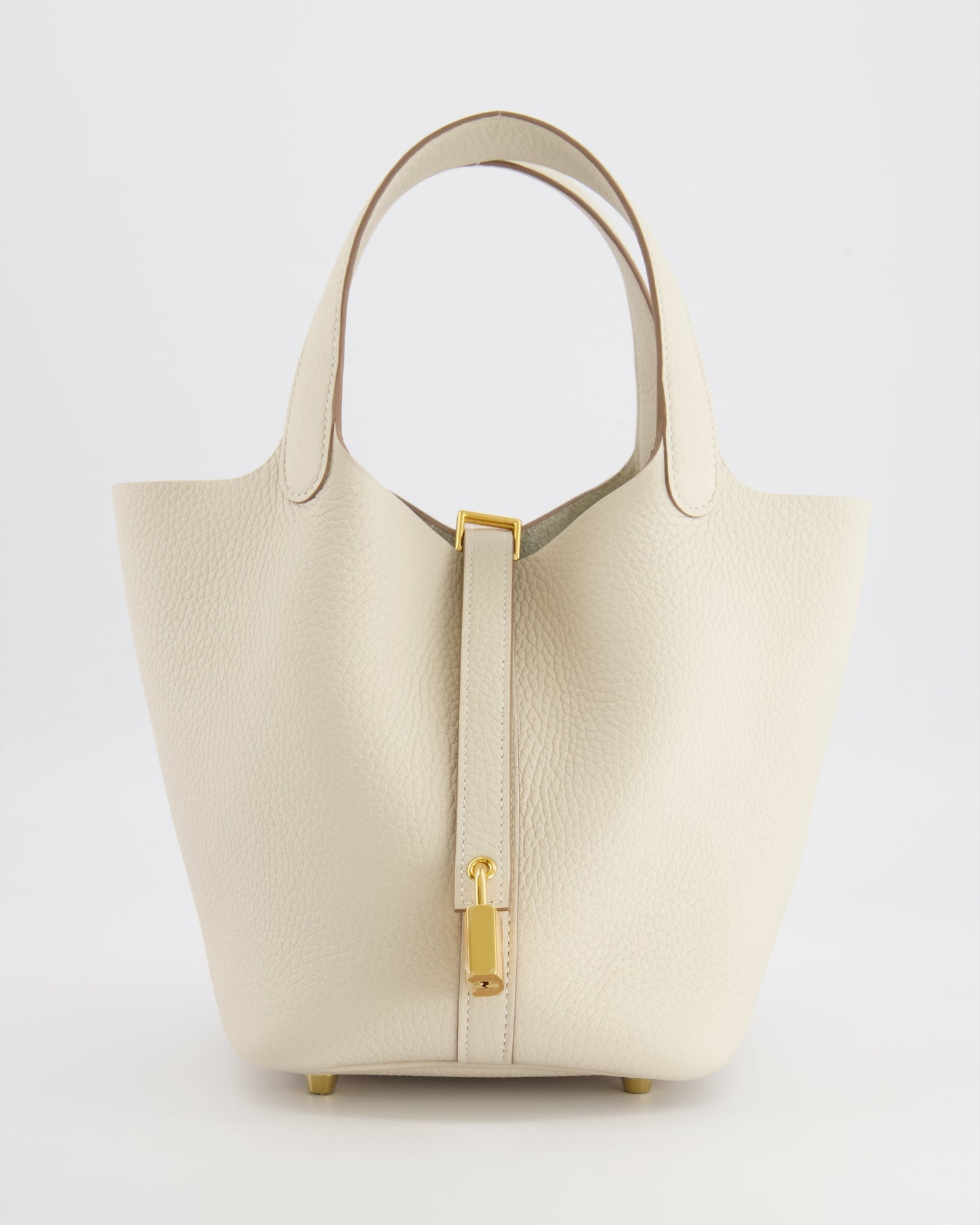 *RARE* Hermes Picotin Lock 18 Bag in Craie Clemence Leather with Gold Hardware