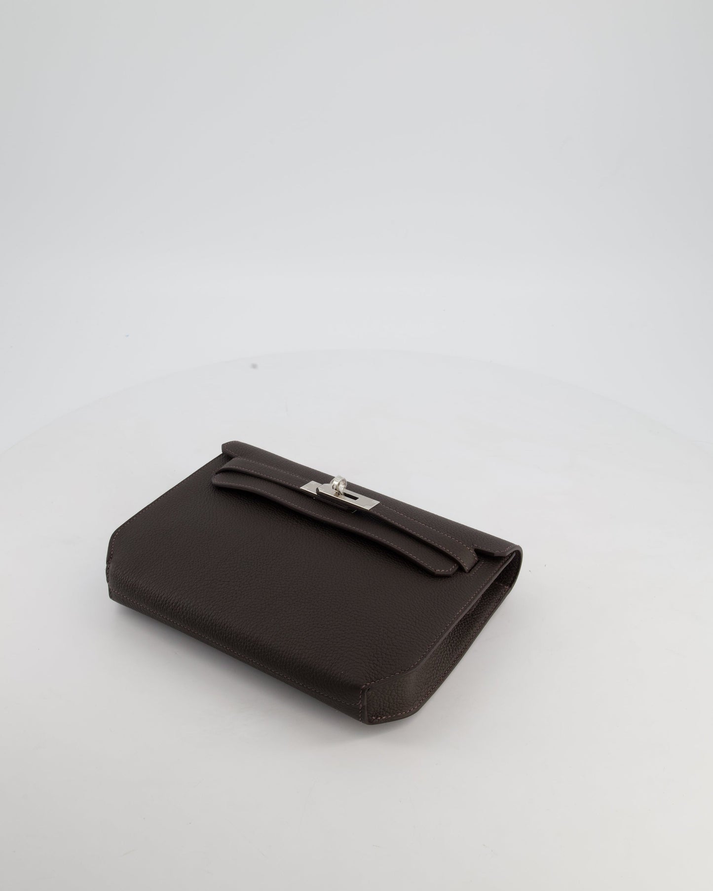 *RARE* Hermes Kelly Depeches 25 Bag in Bai Brun Togo Leather with Palladium Hardware