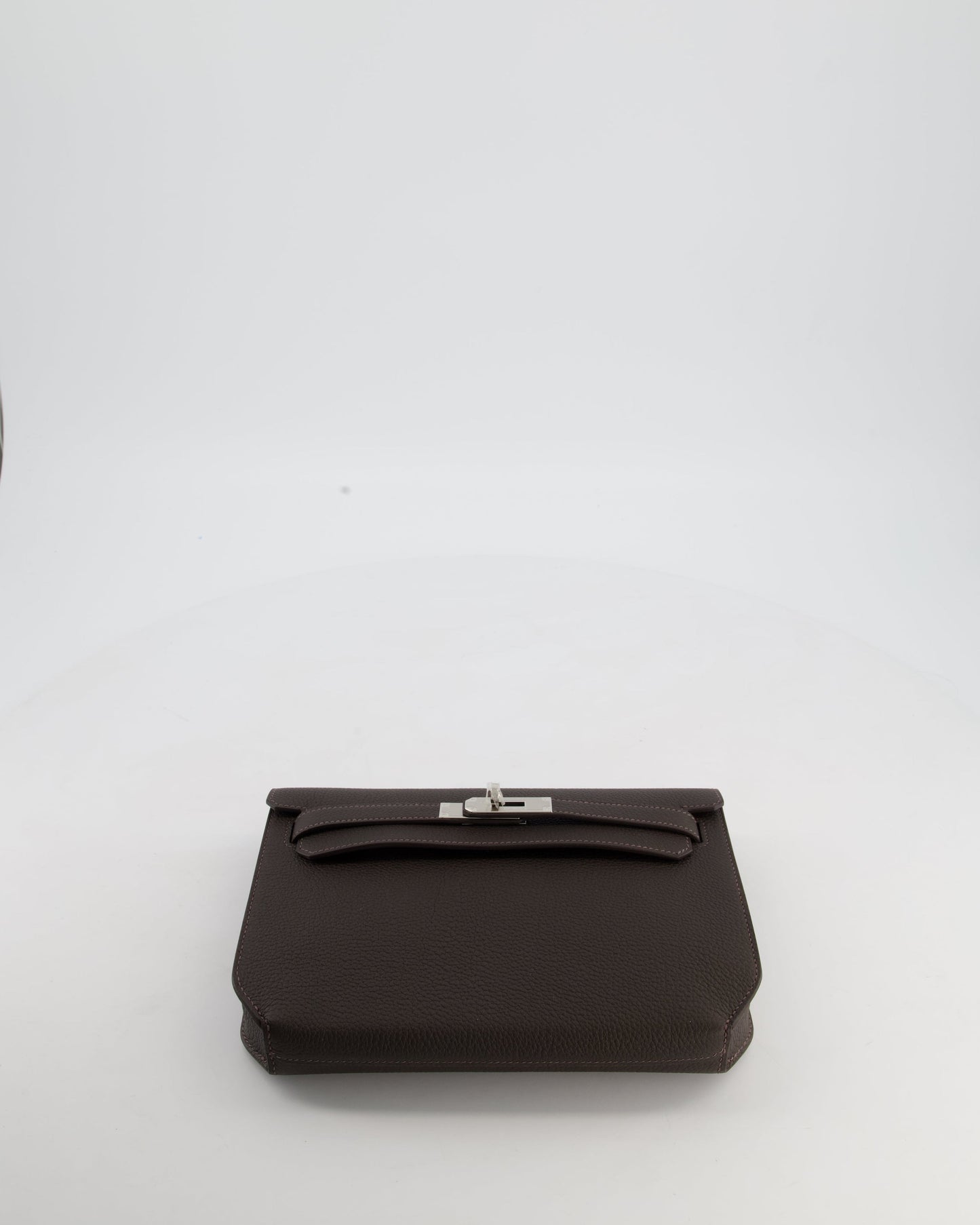 *RARE* Hermes Kelly Depeches 25 Bag in Bai Brun Togo Leather with Palladium Hardware
