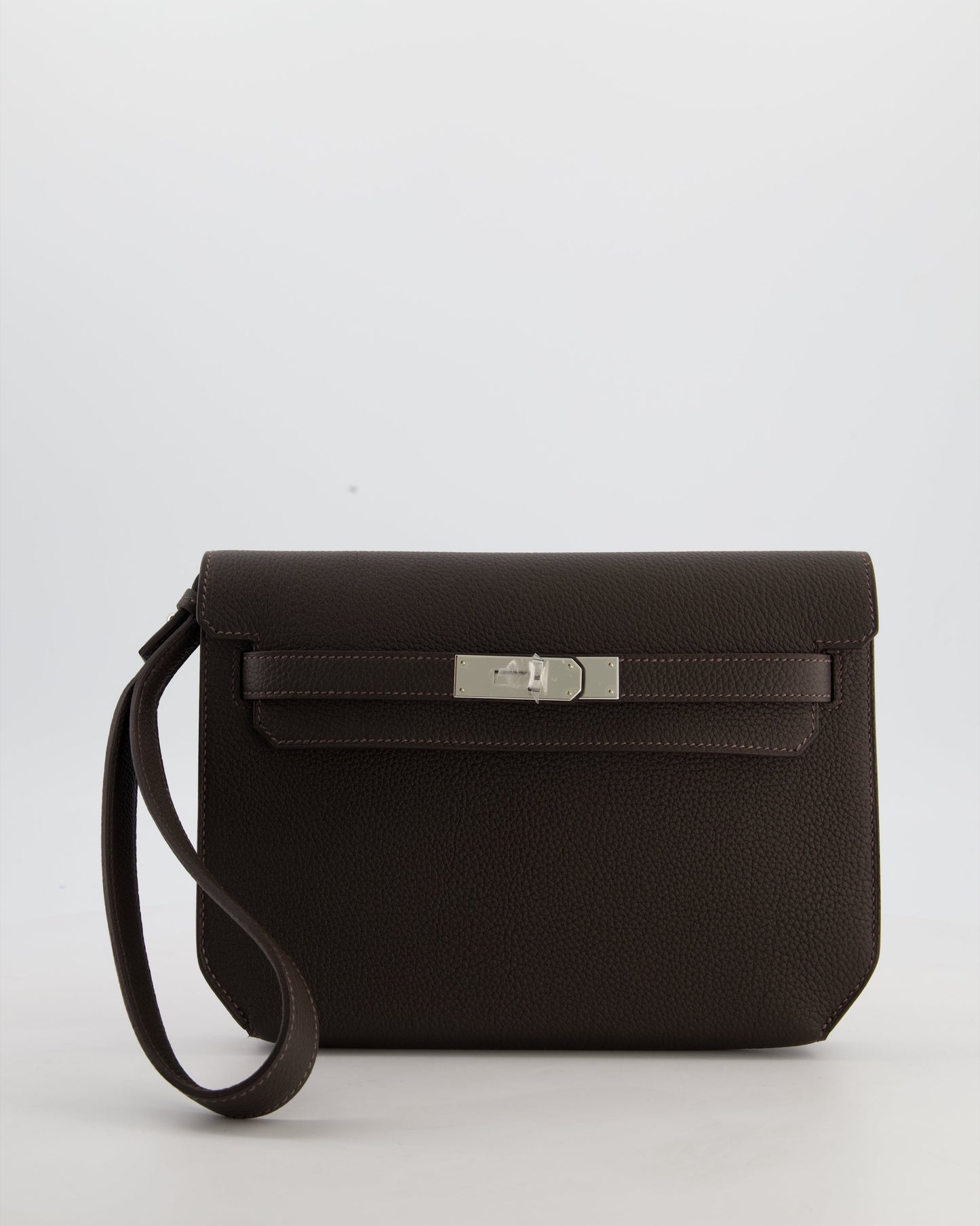 *RARE* Hermes Kelly Depeches 25 Bag in Bai Brun Togo Leather with Palladium Hardware